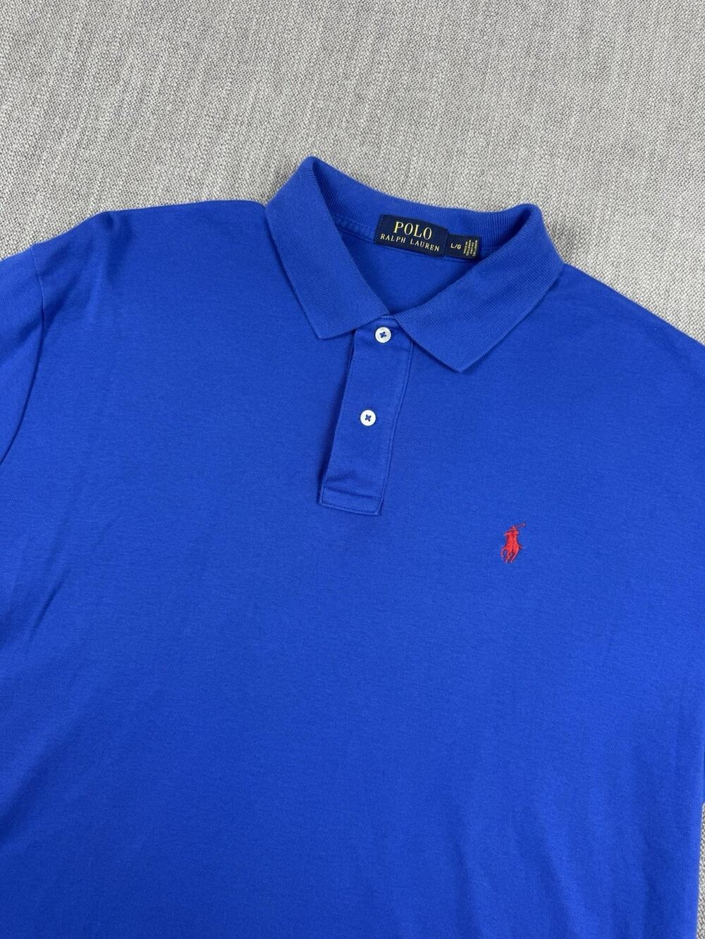 Polo Ralph Lauren Polo Shirt Men’s Large Blue Red Pony Short Sleeve Cotton